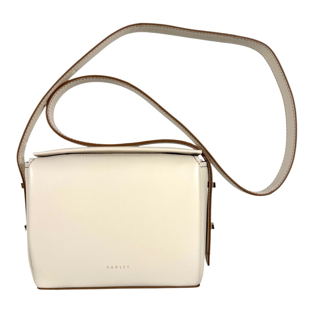Radley London Selina Leather Crossbody Bag Chalk White Tan Trim Adjustable Strap